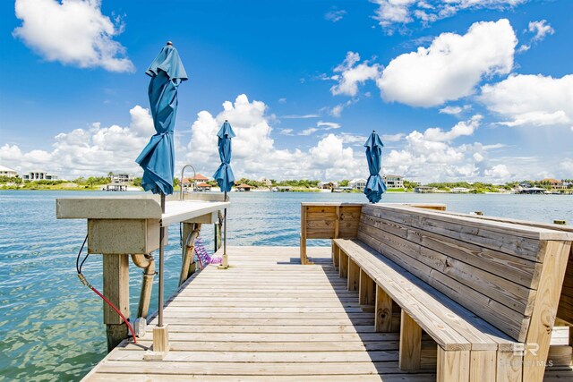 dock area featuring a water view