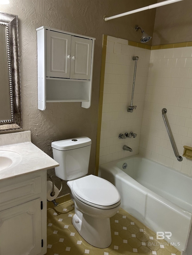 6120 Appaloosa Dr, Mobile, AL 36693 - full bath with tile patterned flooring, toilet, washtub / shower combination, vanity, and a textured wall