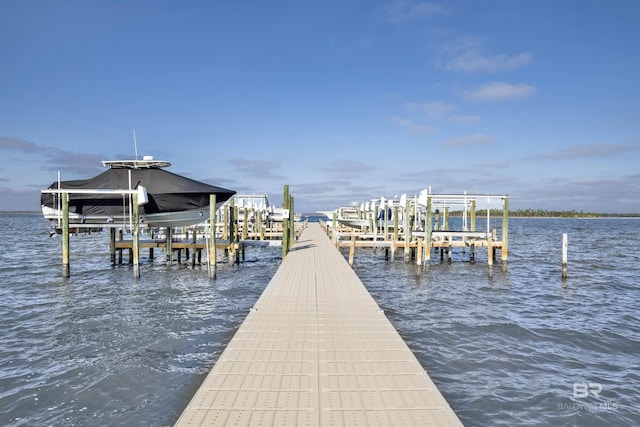 view of dock featuring a water view