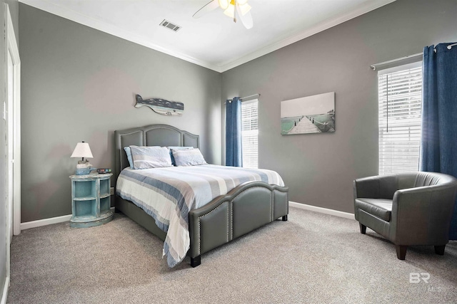 4 Yacht Club Dr, Daphne, AL 36526 - carpeted bedroom featuring multiple windows, crown molding, baseboards, and a ceiling fan