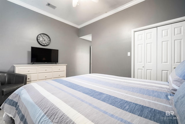 4 Yacht Club Dr, Daphne, AL 36526 - bedroom with crown molding, a closet, and ceiling fan