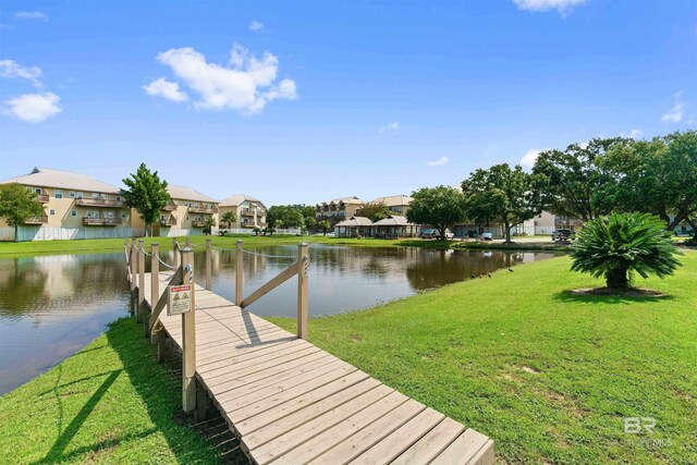 4 Yacht Club Dr, Daphne, AL 36526 - dock featuring a residential view, a water view, and a lawn