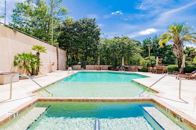 view of pool featuring a patio area