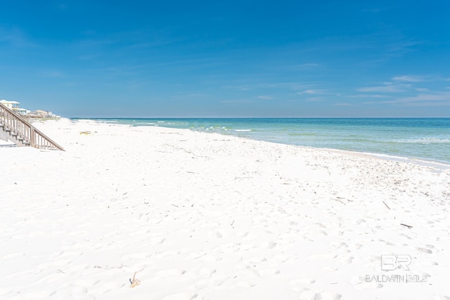 property view of water featuring a view of the beach