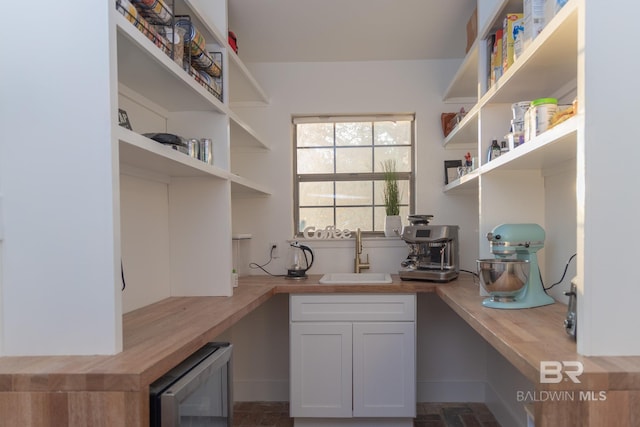 pantry with a sink and beverage cooler