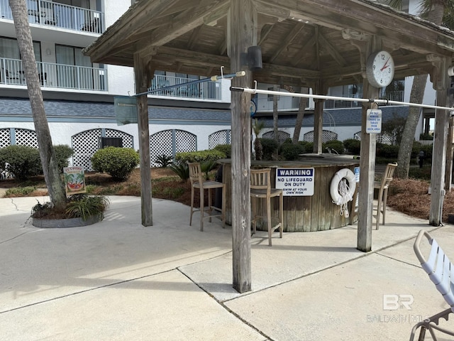 exterior space featuring a gazebo and a patio area