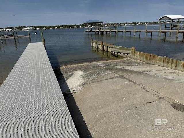 view of dock featuring a water view