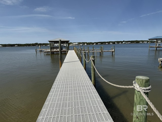 dock area featuring a water view