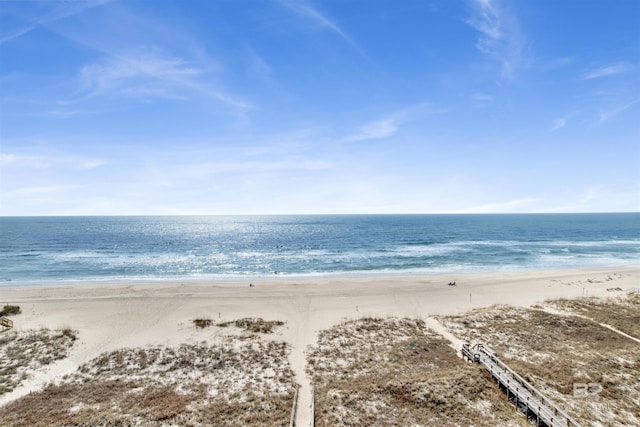 property view of water with a beach view