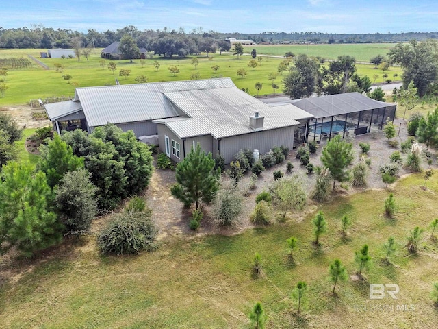 aerial view featuring a rural view