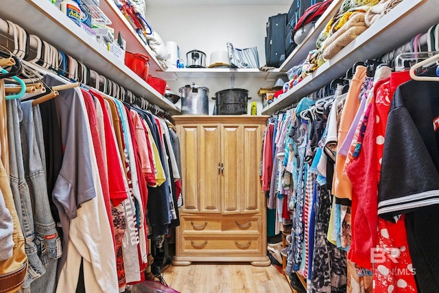 spacious closet featuring light wood-type flooring
