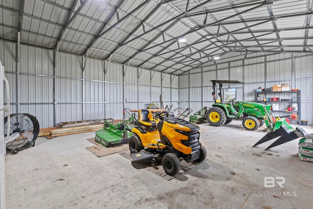 garage featuring metal wall