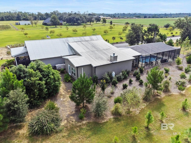 bird's eye view featuring a rural view