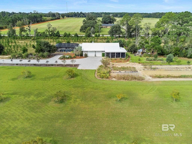 drone / aerial view featuring a rural view