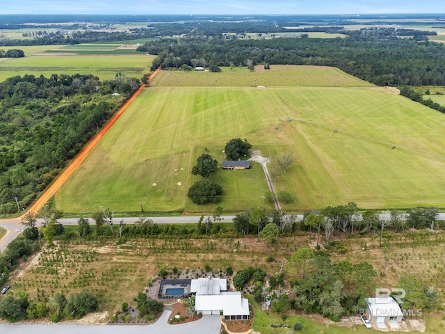 aerial view featuring a rural view