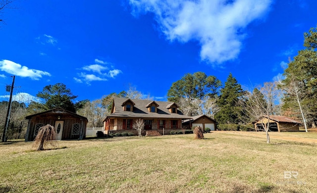 view of front of house featuring a front yard and a porch