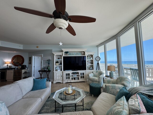 28107 Perdido Beach Blvd Unit D713, Orange Beach, AL 36561 - tiled living room with ceiling fan