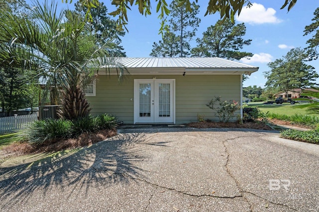 view of front of property with french doors