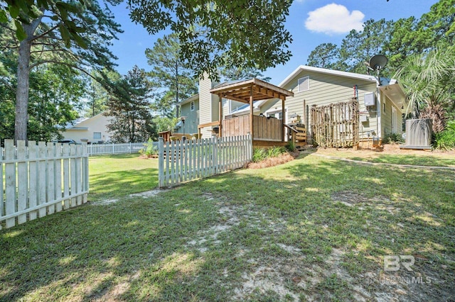 view of yard featuring a deck