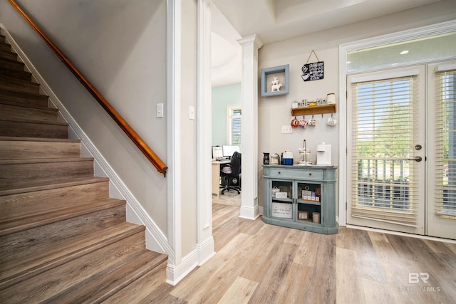10197 Bellingrath Rd, Theodore, AL 36582 - bar area with stairway and wood finished floors