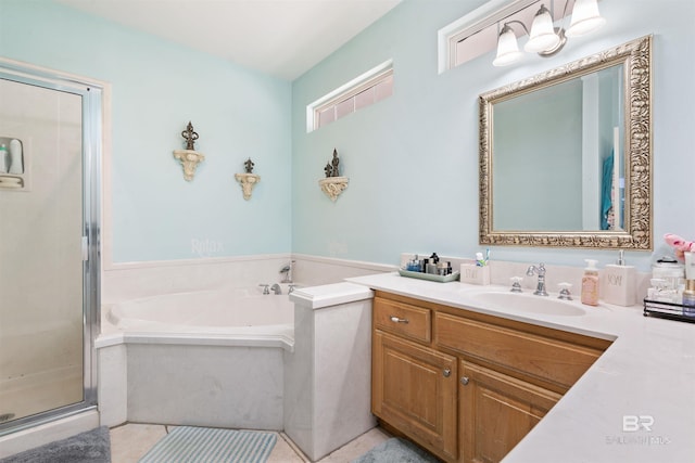 10197 Bellingrath Rd, Theodore, AL 36582 - bathroom featuring vanity, a garden tub, and a shower stall