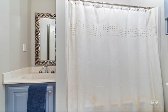 10197 Bellingrath Rd, Theodore, AL 36582 - bathroom with vanity and a shower with shower curtain