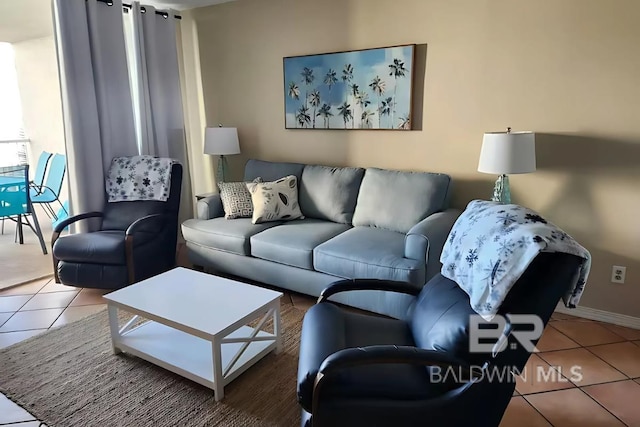 living room featuring tile patterned floors