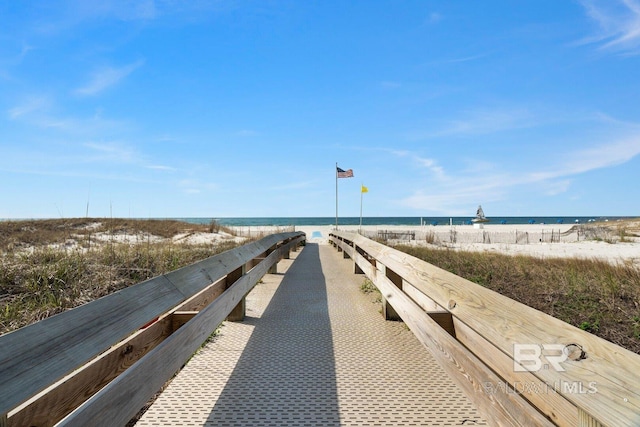 view of community featuring a view of the beach and a water view