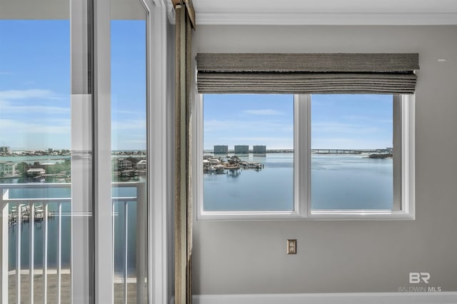 interior space with ornamental molding