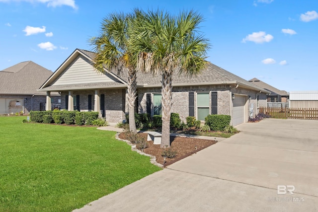 view of front of house featuring a garage and a front yard