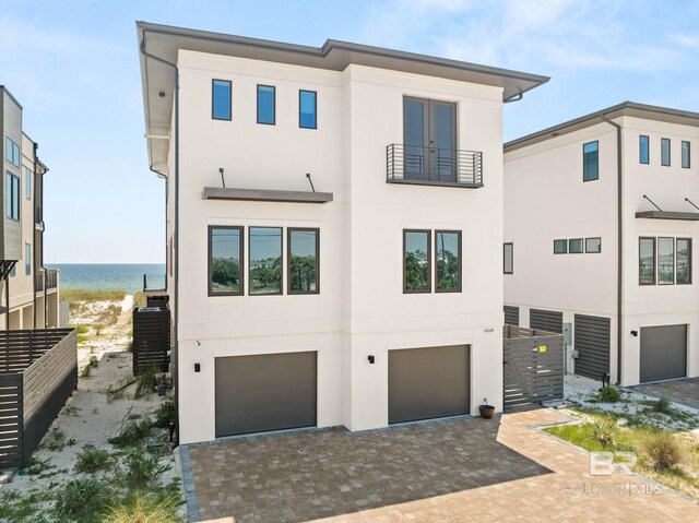 contemporary home with a balcony