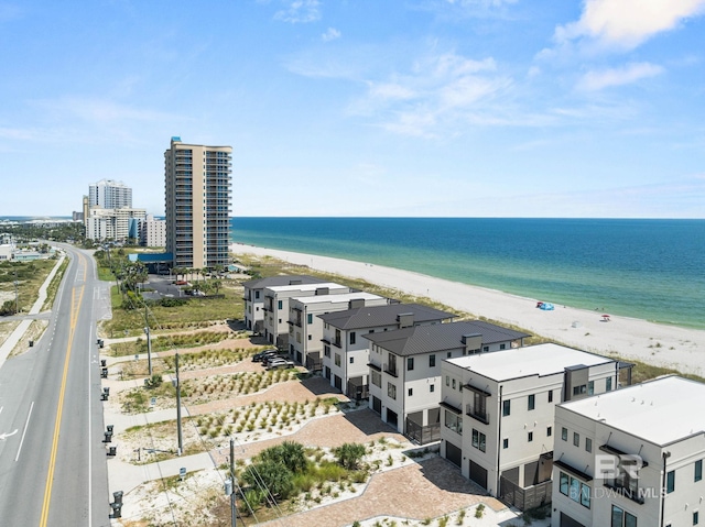 view of water feature featuring a beach view