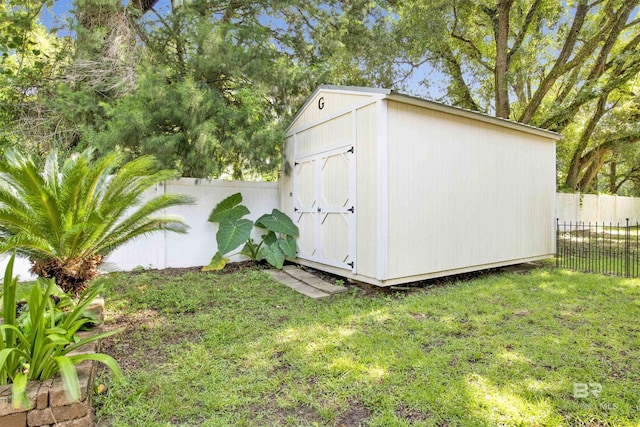 17541 Council Oaks Ln, Bon Secour, AL 36511 - view of shed featuring a fenced backyard