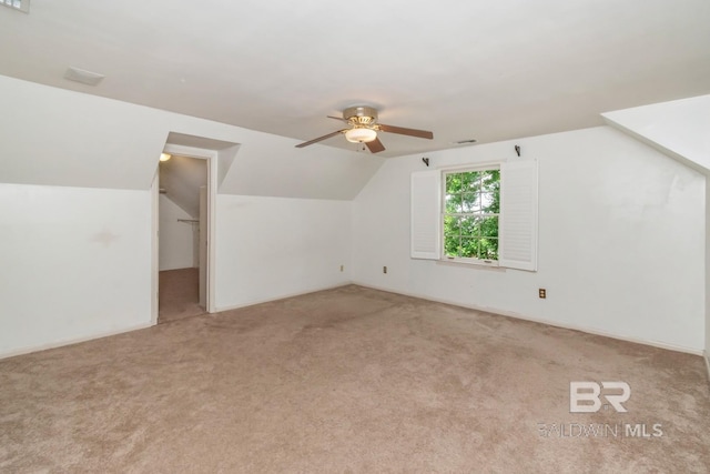 3755 N Claridge Rd, Mobile, AL 36608 - bonus room with ceiling fan, light colored carpet, and vaulted ceiling