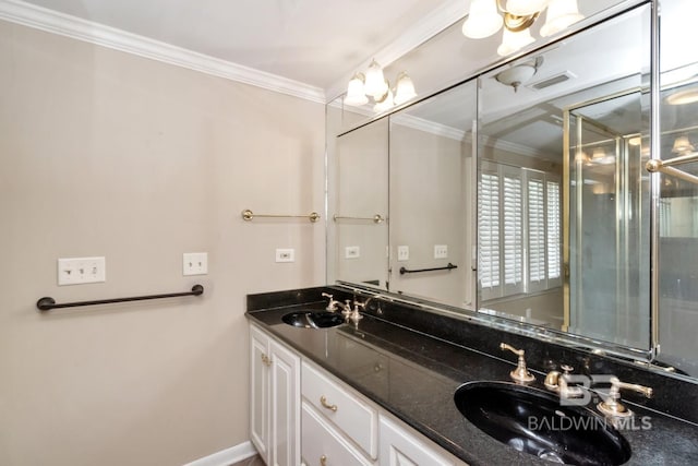 3755 N Claridge Rd, Mobile, AL 36608 - full bathroom featuring double vanity, crown molding, and baseboards