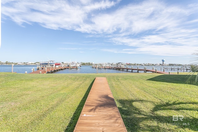 16310 Perdido Key Dr, Pensacola, FL 32507 - dock area featuring a water view, a lawn, and boat lift