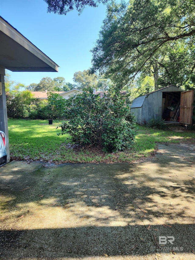 view of yard with an outbuilding