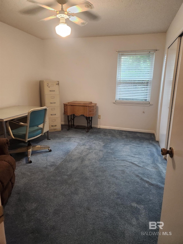 6128 N Lindholm Dr, Mobile, AL 36693 - office space with carpet flooring, a ceiling fan, and a textured ceiling
