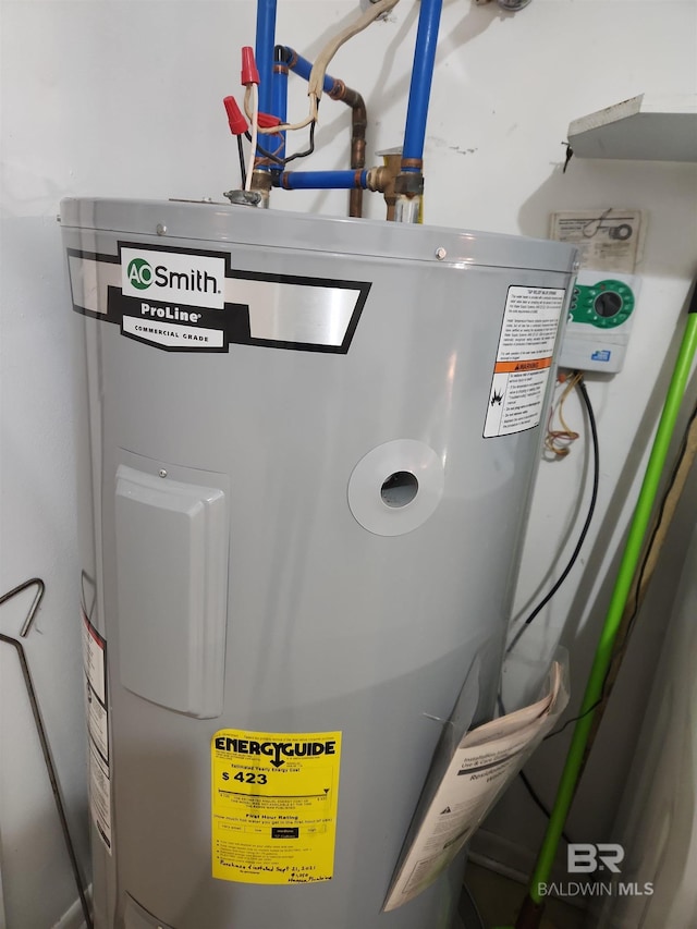 utility room with water heater