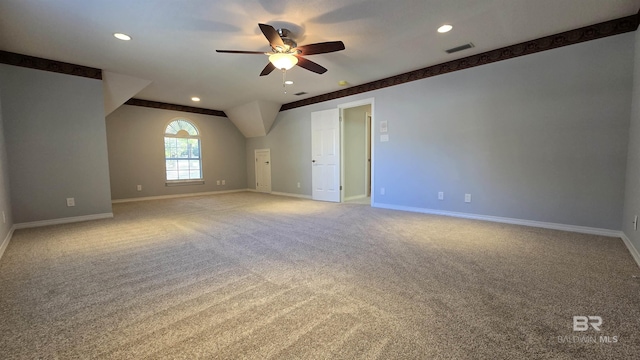 unfurnished room featuring carpet and ceiling fan