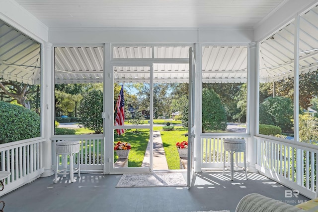 view of unfurnished sunroom