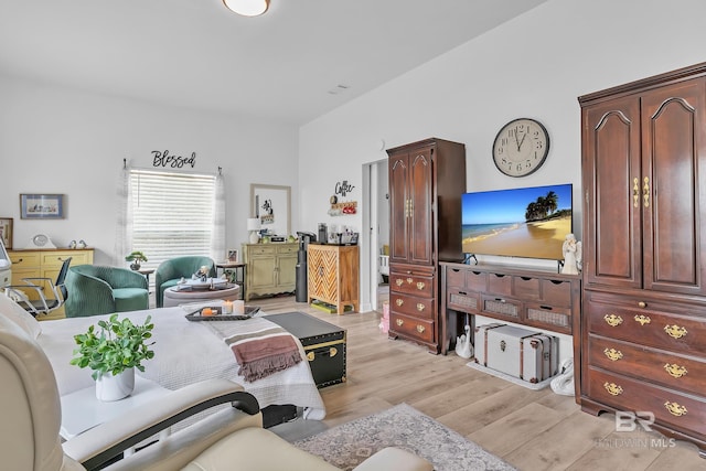 living area with light wood-style flooring