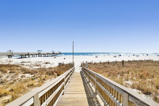 view of community featuring a view of the beach and a water view