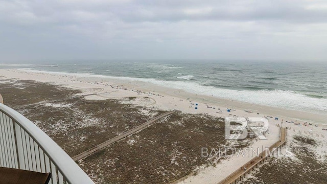 property view of water with a beach view