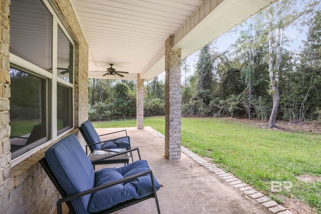 view of patio with a ceiling fan