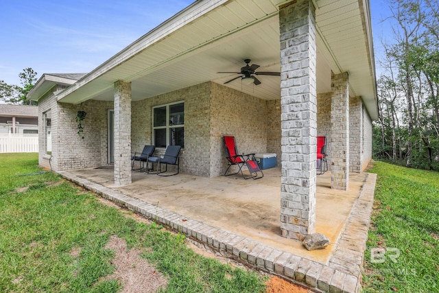 view of patio / terrace with ceiling fan