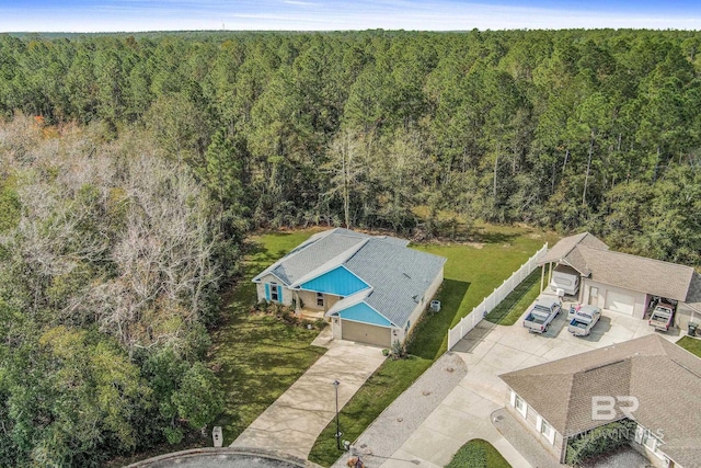 bird's eye view with a forest view