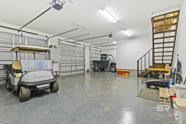 garage with a garage door opener