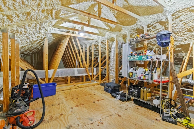 view of unfinished attic