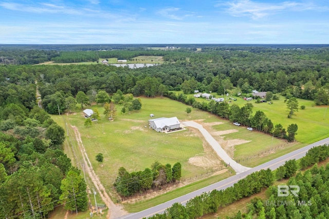 aerial view featuring a rural view